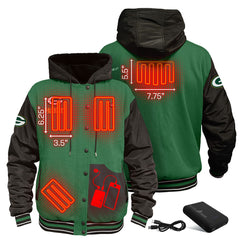 Green Bay Packers ActionHeat 5V Battery Heated Full-Snap Varsity Jacket - Green/Black - NFL