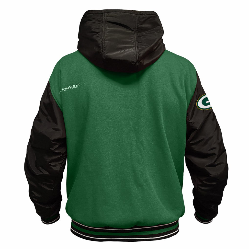 Green Bay Packers ActionHeat 5V Battery Heated Full-Snap Varsity Jacket - Green/Black - NFL
