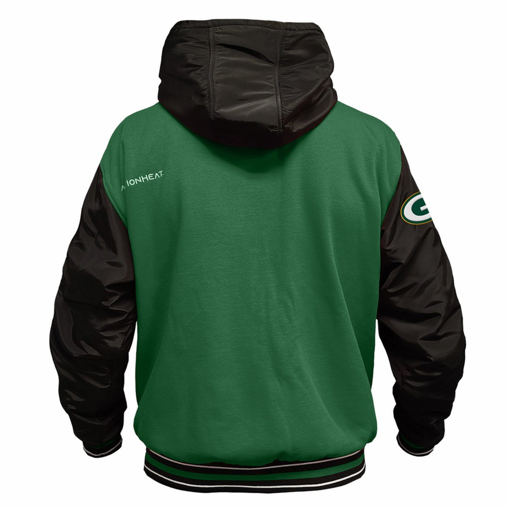 Green Bay Packers ActionHeat 5V Battery Heated Full-Snap Varsity Jacket - Green/Black - NFL