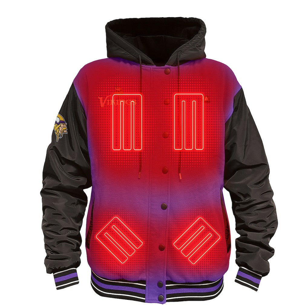 Minnesota Vikings ActionHeat 5V Battery Heated Full-Snap Varsity Jacket - Purple/Black - NFL