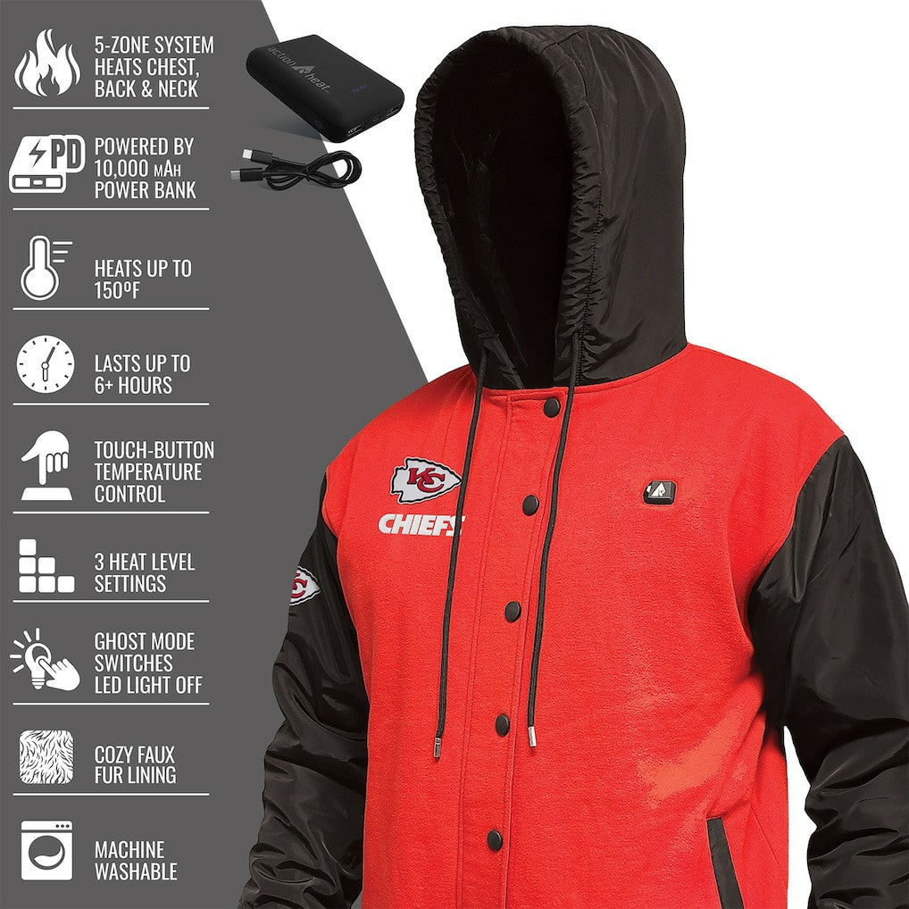 Kansas City Chiefs ActionHeat 5V Battery Heated Full-Snap Varsity Jacket - Red/Black - NFL