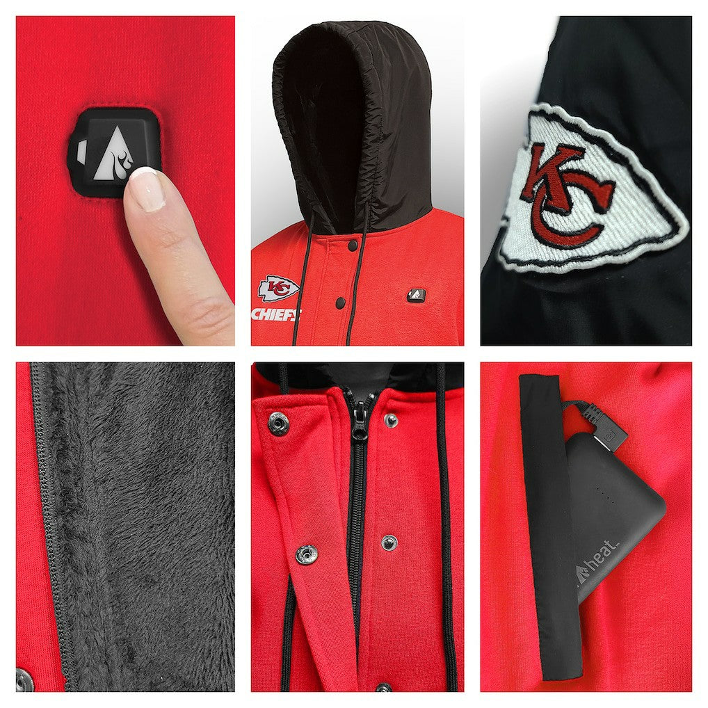 Kansas City Chiefs ActionHeat 5V Battery Heated Full-Snap Varsity Jacket - Red/Black - NFL