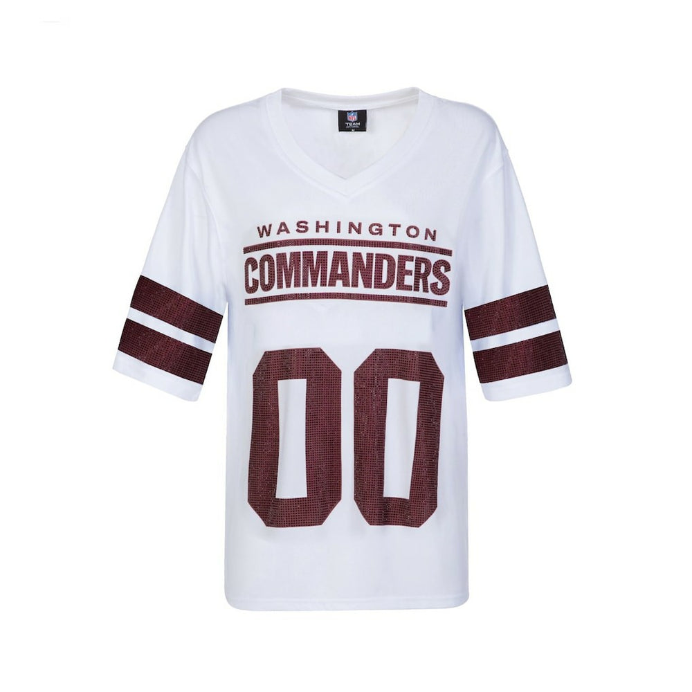 Washington Commanders Cuce Women's Rhinestone V-Neck Tunic - White - NFL