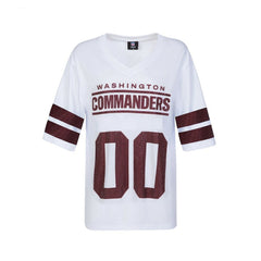 Washington Commanders Cuce Women's Rhinestone V-Neck Tunic - White - NFL