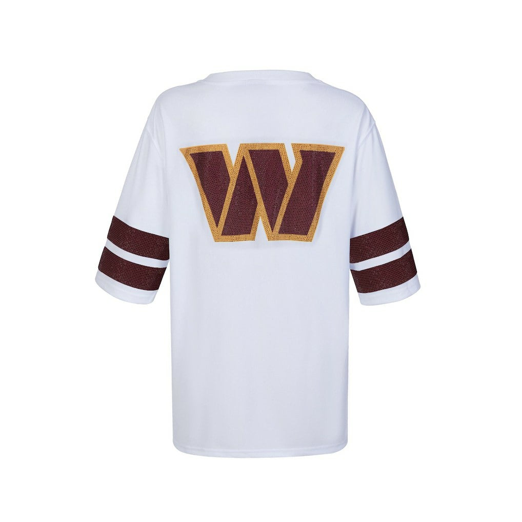 Washington Commanders Cuce Women's Rhinestone V-Neck Tunic - White - NFL