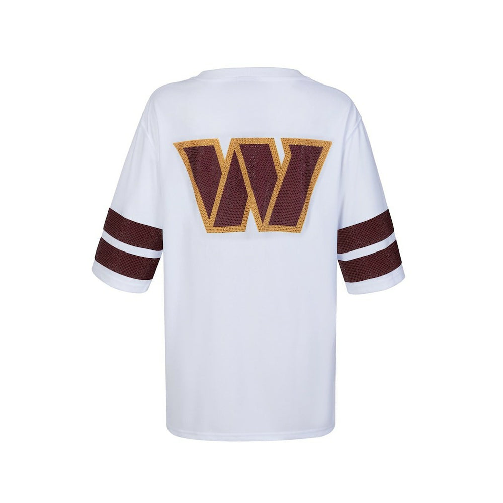 Washington Commanders Cuce Women's Rhinestone V-Neck Tunic - White - NFL