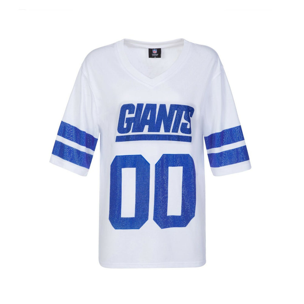 New York Giants Cuce Women's Rhinestone V-Neck Tunic - White - NFL