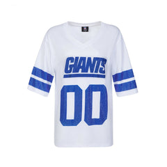 New York Giants Cuce Women's Rhinestone V-Neck Tunic - White - NFL