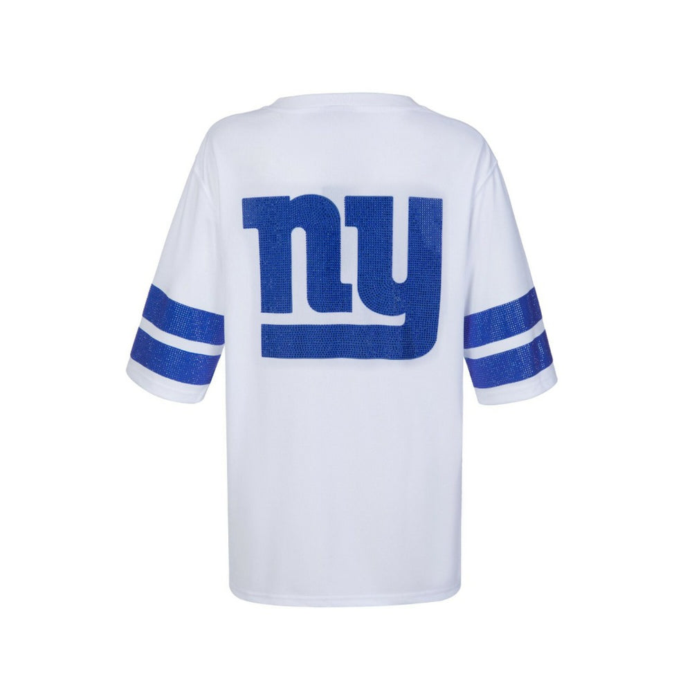 New York Giants Cuce Women's Rhinestone V-Neck Tunic - White - NFL
