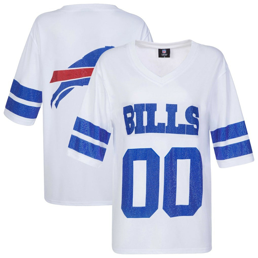 Buffalo Bills Cuce Women's Rhinestone V-Neck Tunic - White - NFL