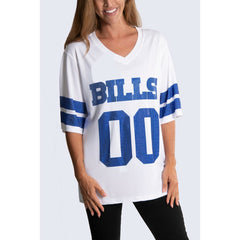 Buffalo Bills Cuce Women's Rhinestone V-Neck Tunic - White - NFL