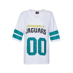 Jacksonville Jaguars Cuce Women's Rhinestone V-Neck Tunic - White - NFL