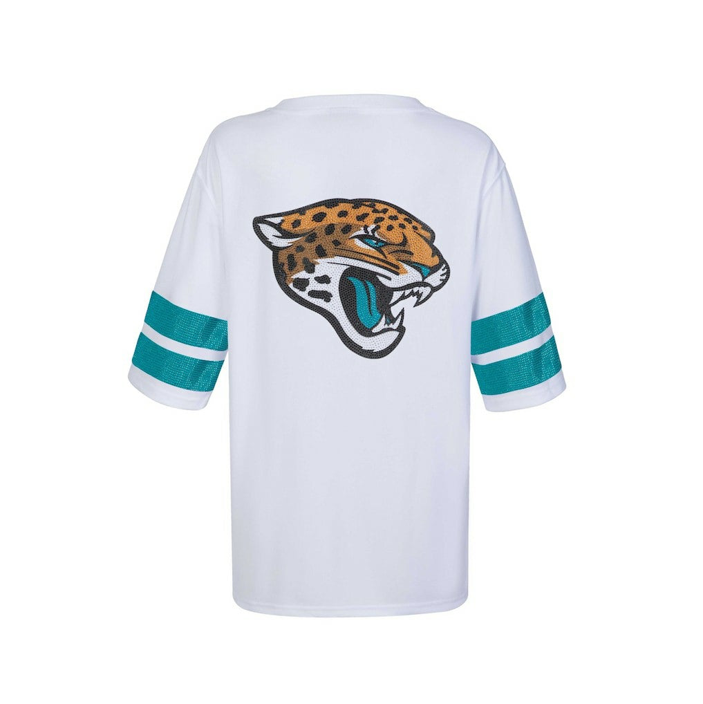 Jacksonville Jaguars Cuce Women's Rhinestone V-Neck Tunic - White - NFL