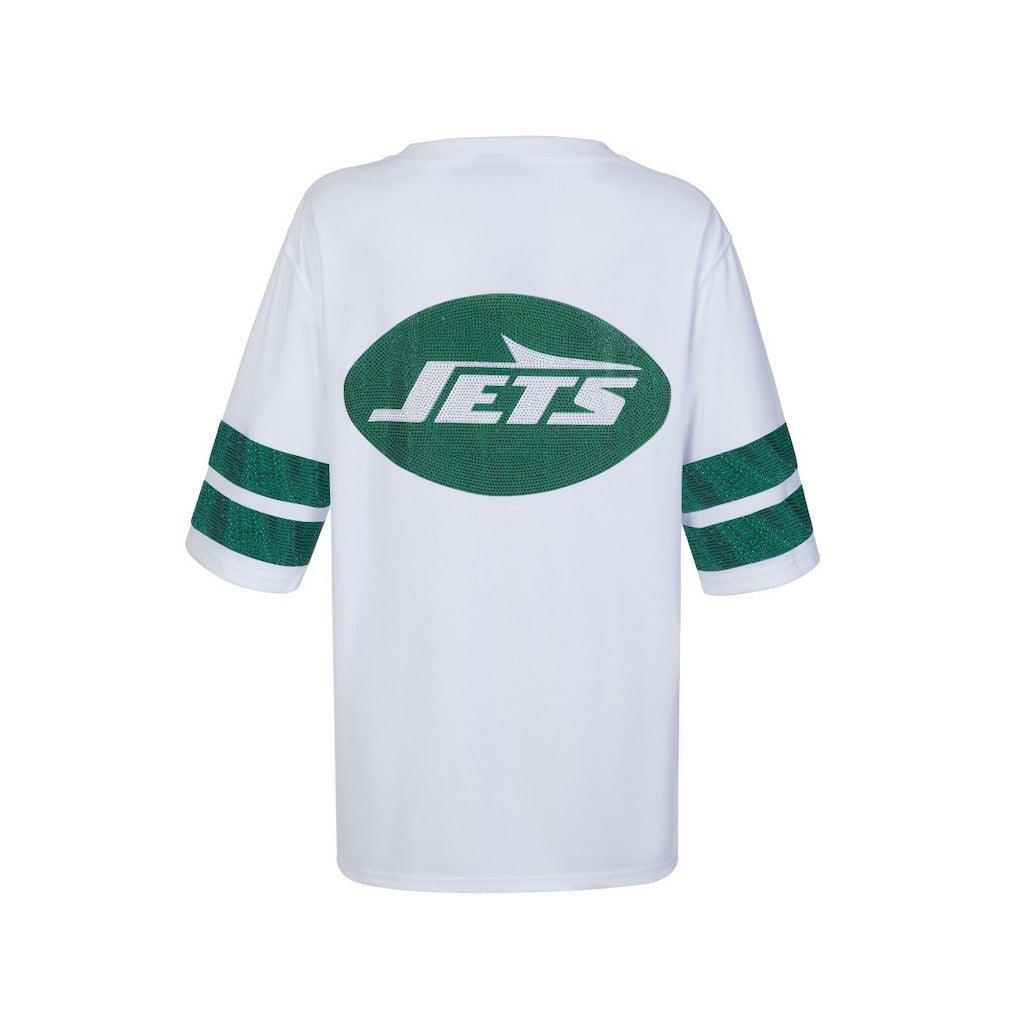 New York Jets Cuce Women's Rhinestone V-Neck Tunic - White - NFL