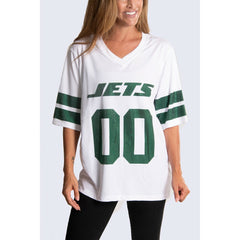 New York Jets Cuce Women's Rhinestone V-Neck Tunic - White - NFL