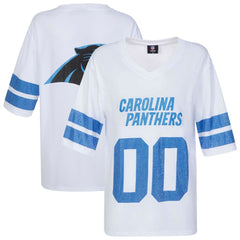 Carolina Panthers Cuce Women's Rhinestone V-Neck Tunic - White - NFL