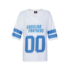 Carolina Panthers Cuce Women's Rhinestone V-Neck Tunic - White - NFL