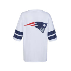 New England Patriots Cuce Women's Rhinestone V-Neck Tunic - White - NFL