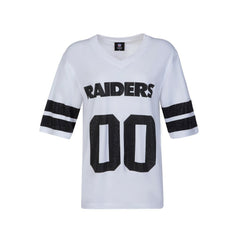 Las Vegas Raiders Cuce Women's Rhinestone V-Neck Tunic - White - NFL