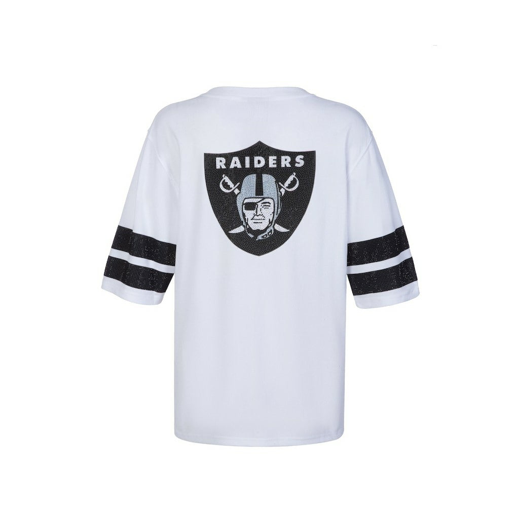 Las Vegas Raiders Cuce Women's Rhinestone V-Neck Tunic - White - NFL