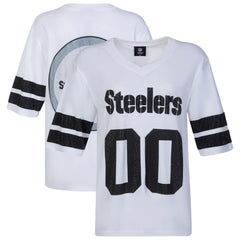 Pittsburgh Steelers Cuce Women's Rhinestone V-Neck Tunic - White - NFL