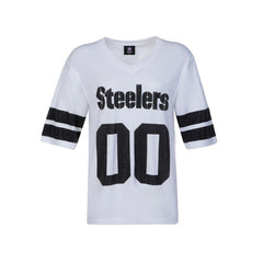 Pittsburgh Steelers Cuce Women's Rhinestone V-Neck Tunic - White - NFL