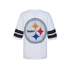 Pittsburgh Steelers Cuce Women's Rhinestone V-Neck Tunic - White - NFL