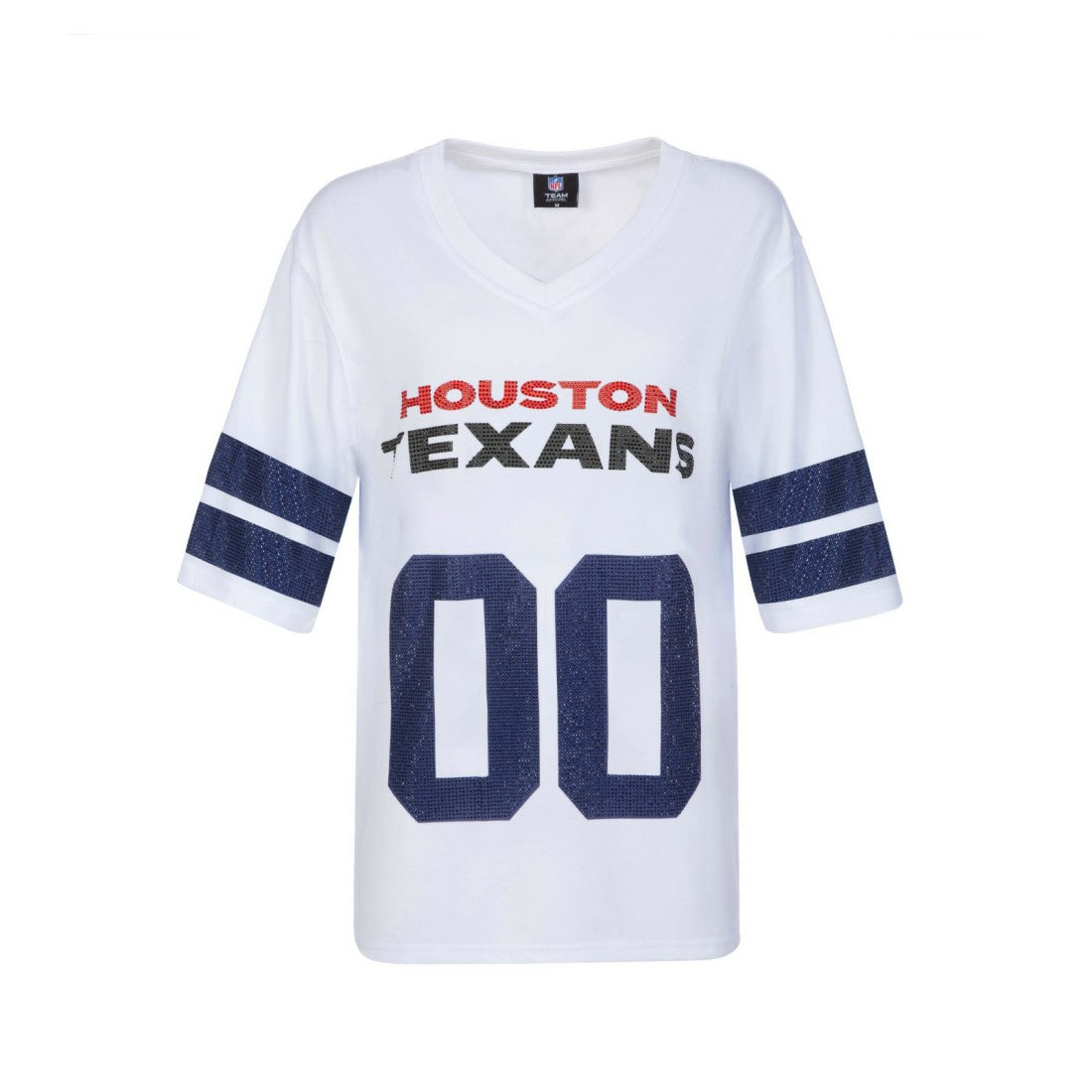 Houston Texans Cuce Women's Rhinestone V-Neck Tunic - White - NFL
