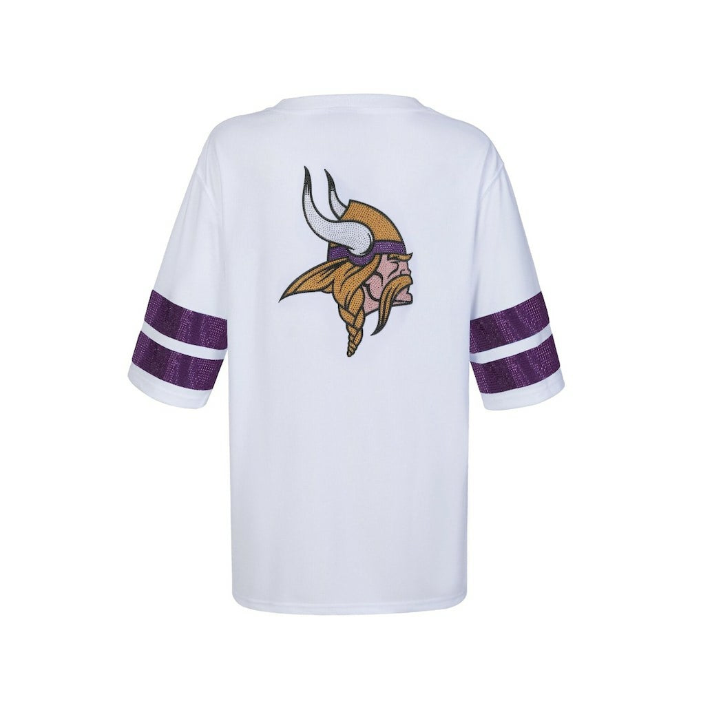 Minnesota Vikings Cuce Women's Rhinestone V-Neck Tunic - White - NFL