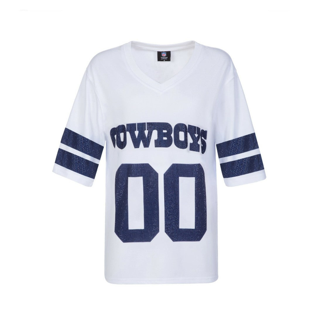 Dallas Cowboys Cuce Women's Rhinestone V-Neck Tunic - White - NFL