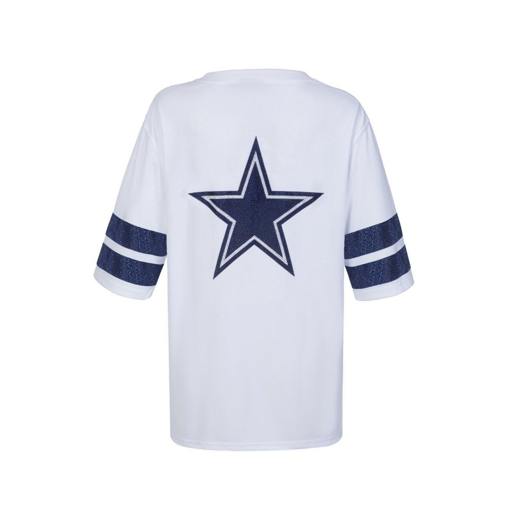 Dallas Cowboys Cuce Women's Rhinestone V-Neck Tunic - White - NFL