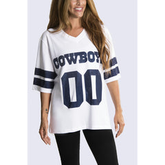 Dallas Cowboys Cuce Women's Rhinestone V-Neck Tunic - White - NFL