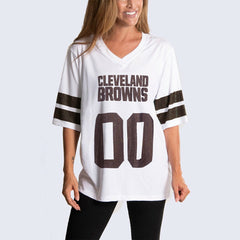 Cleveland Browns Cuce Women's Rhinestone V-Neck Tunic - White - NFL