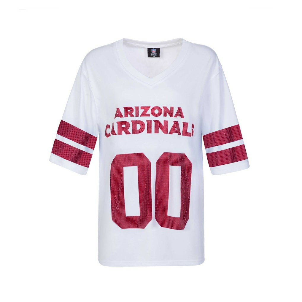 Arizona Cardinals Cuce Women's Rhinestone V-Neck Tunic - White - NFL