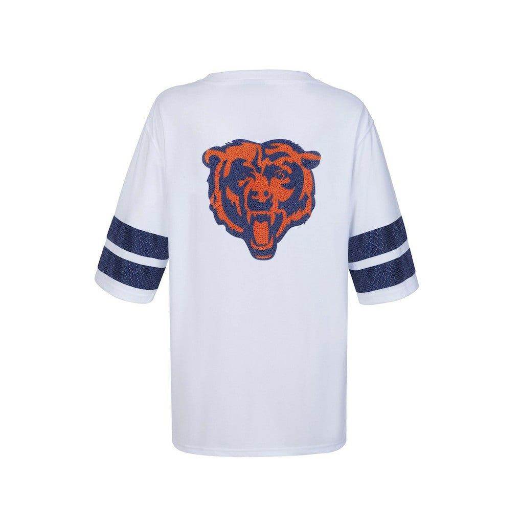Chicago Bears Cuce Women's Rhinestone V-Neck Tunic - White - NFL