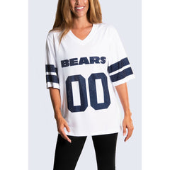 Chicago Bears Cuce Women's Rhinestone V-Neck Tunic - White - NFL
