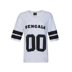 Cincinnati Bengals Cuce Women's Rhinestone V-Neck Tunic - White - NFL