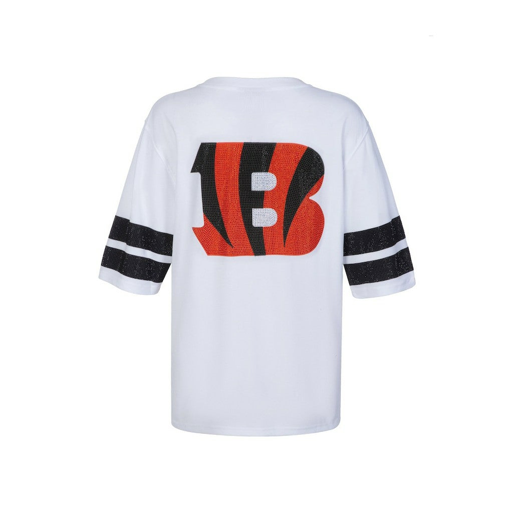 Cincinnati Bengals Cuce Women's Rhinestone V-Neck Tunic - White - NFL