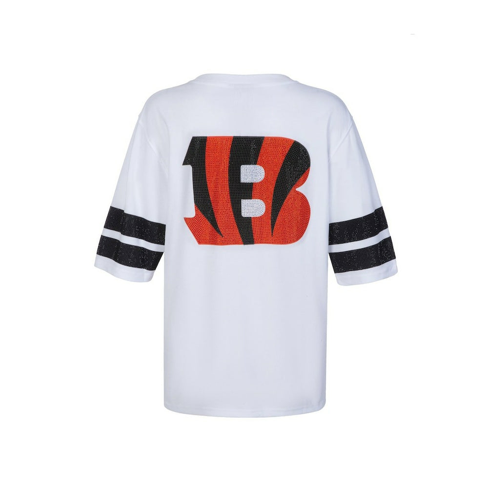 Cincinnati Bengals Cuce Women's Rhinestone V-Neck Tunic - White - NFL