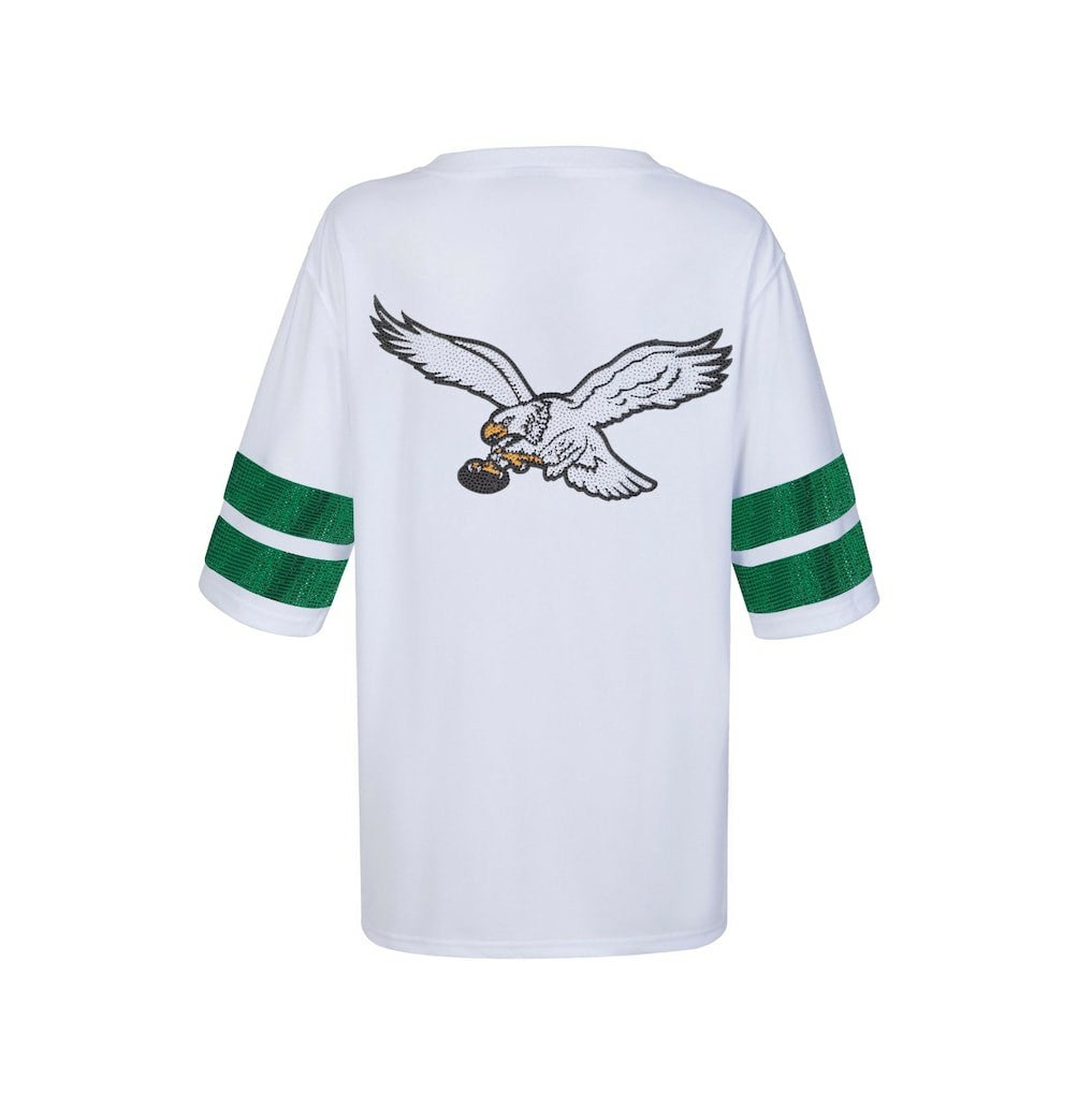 Philadelphia Eagles Cuce Women's Rhinestone V-Neck Tunic - White - NFL