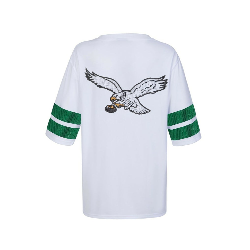 Philadelphia Eagles Cuce Women's Rhinestone V-Neck Tunic - White - NFL