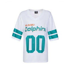 Miami Dolphins Cuce Women's Rhinestone V-Neck Tunic - White - NFL