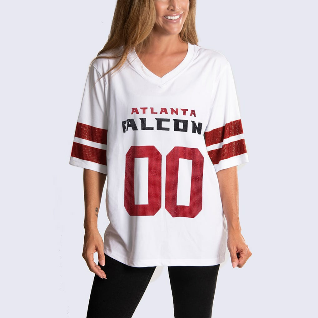 Atlanta Falcons Cuce Women's Rhinestone V-Neck Tunic - White - NFL