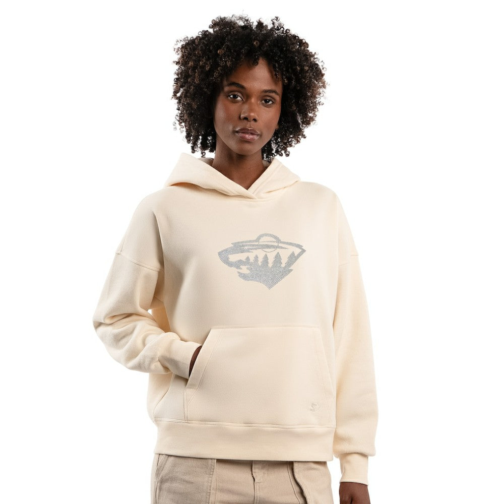 Minnesota Wild Starter Women's Rhinestone Relaxed Hoodie - Cream | NHL online