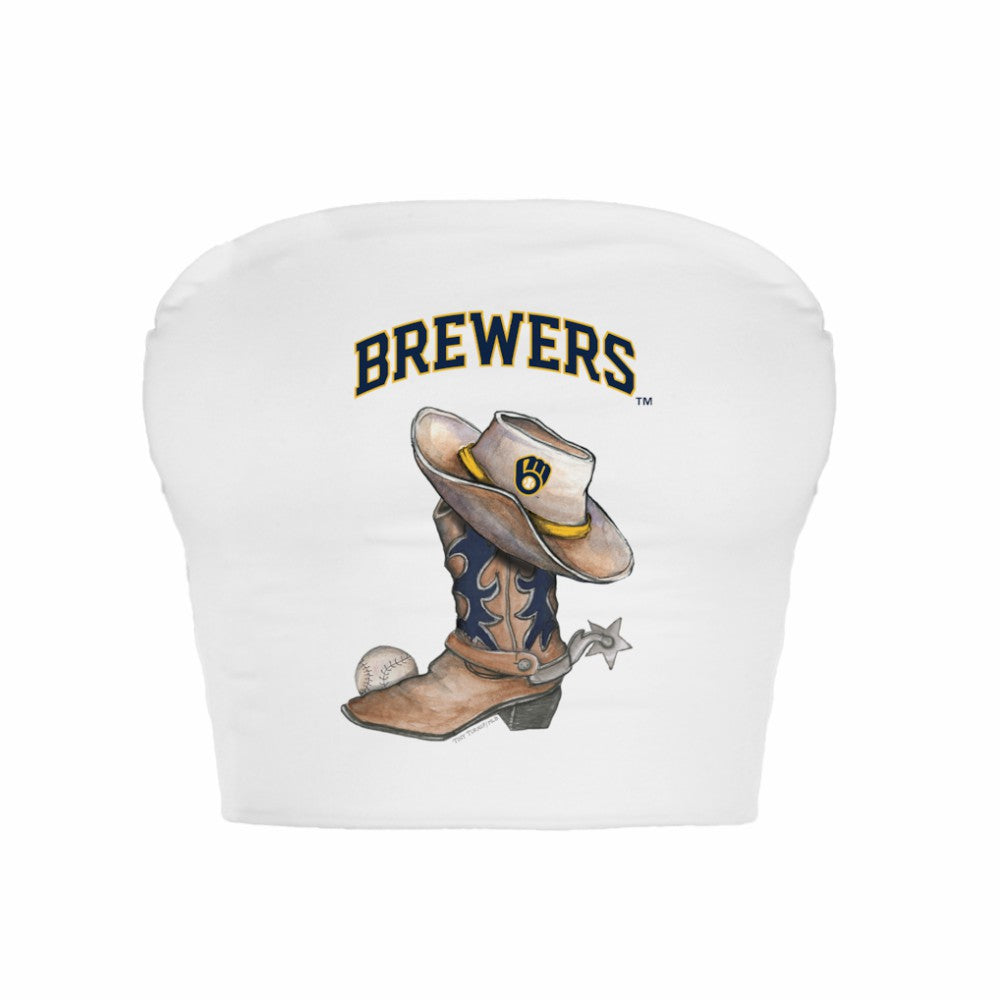 Milwaukee Brewers Tiny Turnip Women's Cowboy Boot Crop Tube Top Outlet