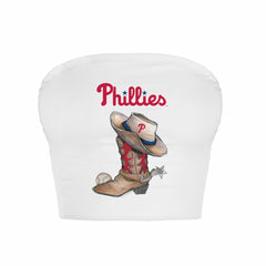 Philadelphia Phillies Tiny Turnip Women's Cowboy Boot Crop Tube Top Outlet