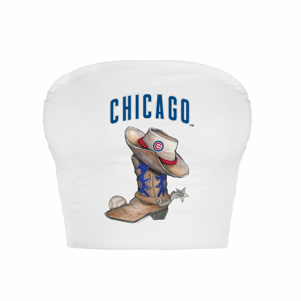 Chicago Cubs Tiny Turnip Women's Cowboy Boot Crop Tube Top Sale