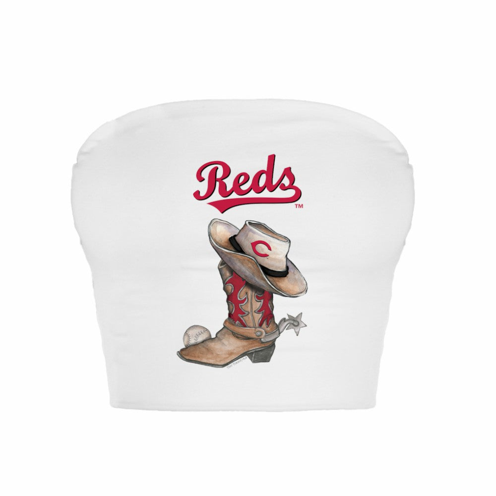 Cincinnati Reds Tiny Turnip Women's Cowboy Boot Crop Tube Top for sale