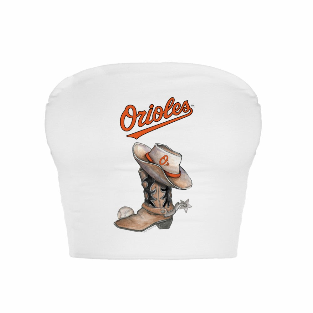 Baltimore Orioles Tiny Turnip Women's Cowboy Boot Crop Tube Top Discount