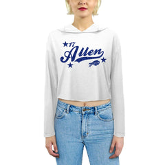 Josh Allen Buffalo Bills Majestic Threads Women's Glitter Wordmark Hoodie - White - NFL